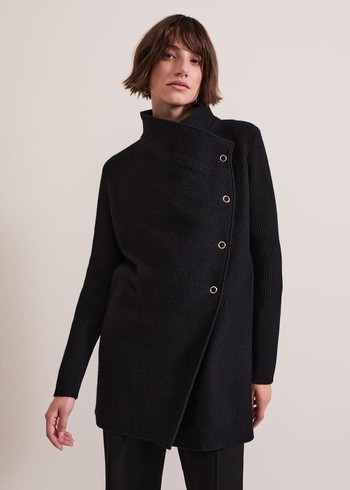 Phase Eight Lea Popper Coats Black Australia | TU9321457